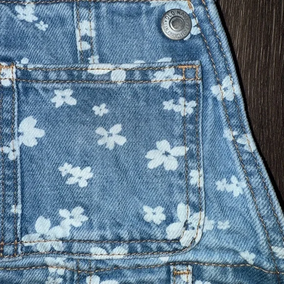 Old Navy Blue Floral Kids Overalls - Picture 3 of 4